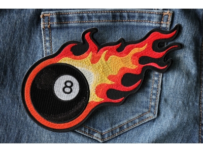 Flaming 8 Ball Iron on patch