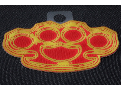 Brass Knuckles in Red and Yellow Patch