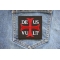 Deus Vult GOD WILLS Christian Patch shown on jeans