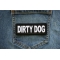 Dirty Dog Iron on Patch shown on jeans