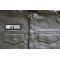 Dirty Dog Iron on Patch shown on leather vest