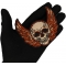 Winged Skull Patch, Biker Skull Patches shown on hand for size comparison