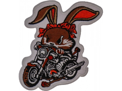 Cute Mean Rabbit on Motorcycle Patch