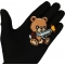 Cute Bear Machine Gun Patch shown on hand for size comparison