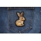 Rabbit Iron on Patch shown on jeans