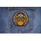 Viking Warrior Iron on Patch shown on jeans
