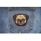 Cute Pug Dog Iron on Patch shown on jeans