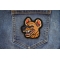 Laughing Hyena Iron on Patch shown on jeans