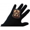 Mean Pitbull Dog Iron on Patch shown on hand for size comparison