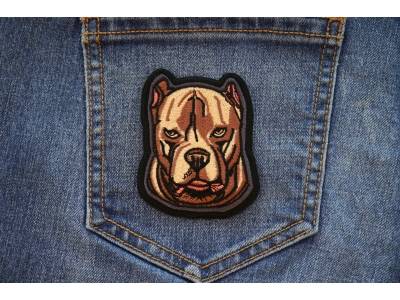 Mean Pitbull Dog Iron on Patch