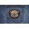 Sweet Pug Dog Iron on Patch shown on jeans