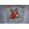 Donkey Iron on Patch shown on jeans
