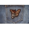 Moth Biker Patch shown on jeans