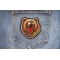 Yawning Bear Iron on Patch shown on jeans