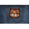 Mister Cat Iron on Patch shown on jeans