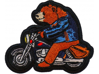 Bear on Motorcycle Iron on Patch