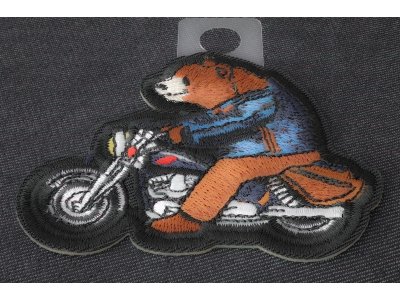 Bear on Motorcycle Iron on Patch