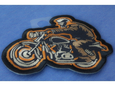 Biker on Motorcycle Iron on Patch