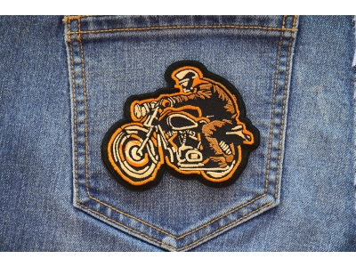 Biker on Motorcycle Iron on Patch