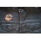 Speedy Hawk Iron on Patch shown on leather vest