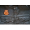 Funny Bear Iron on Patch shown on leather vest