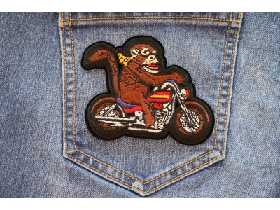 Monkey Biker Iron on Patch