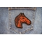 Brown Horse Patch shown on jeans