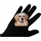 Golden Retriever Dog Iron on Patch shown on hand for size comparison