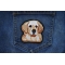Golden Retriever Dog Iron on Patch shown on jeans