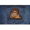 Lion and Babies Iron on Patch shown on jeans