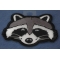 Funny Raccoon Iron on Patch diagonal view