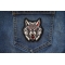 Snarling Wolf Iron on Patch shown on jeans