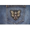 Butterfly Biker Patch shown on jeans
