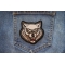 Scary Wolf Iron on Patch shown on jeans