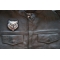 Scary Wolf Iron on Patch shown on leather vest