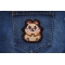 Cute Hamster Iron on Patch shown on jeans