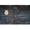 Cute Hamster Iron on Patch shown on leather vest