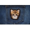 Sweet Kitty Cat Iron on Patch shown on jeans