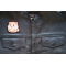 Lady Hamster Iron on Patch shown on leather vest