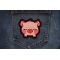 Kiss Me Piggy Iron on Patch shown on jeans