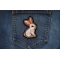 Sweet Rabbit Iron on Patch shown on jeans
