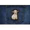 Cutey Lamb Iron on Patch shown on jeans