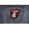 Sewer Rat Iron on Patch shown on jeans