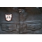 Adorable Cat Iron on Patch shown on leather vest