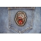 Big Lip Ape Iron on Patch shown on jeans