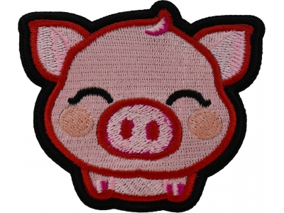 Piggy With a Bow Embroidered Patch Pig Patches Pig Embroidery