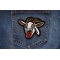 Funny GOAT Iron on Patch shown on jeans