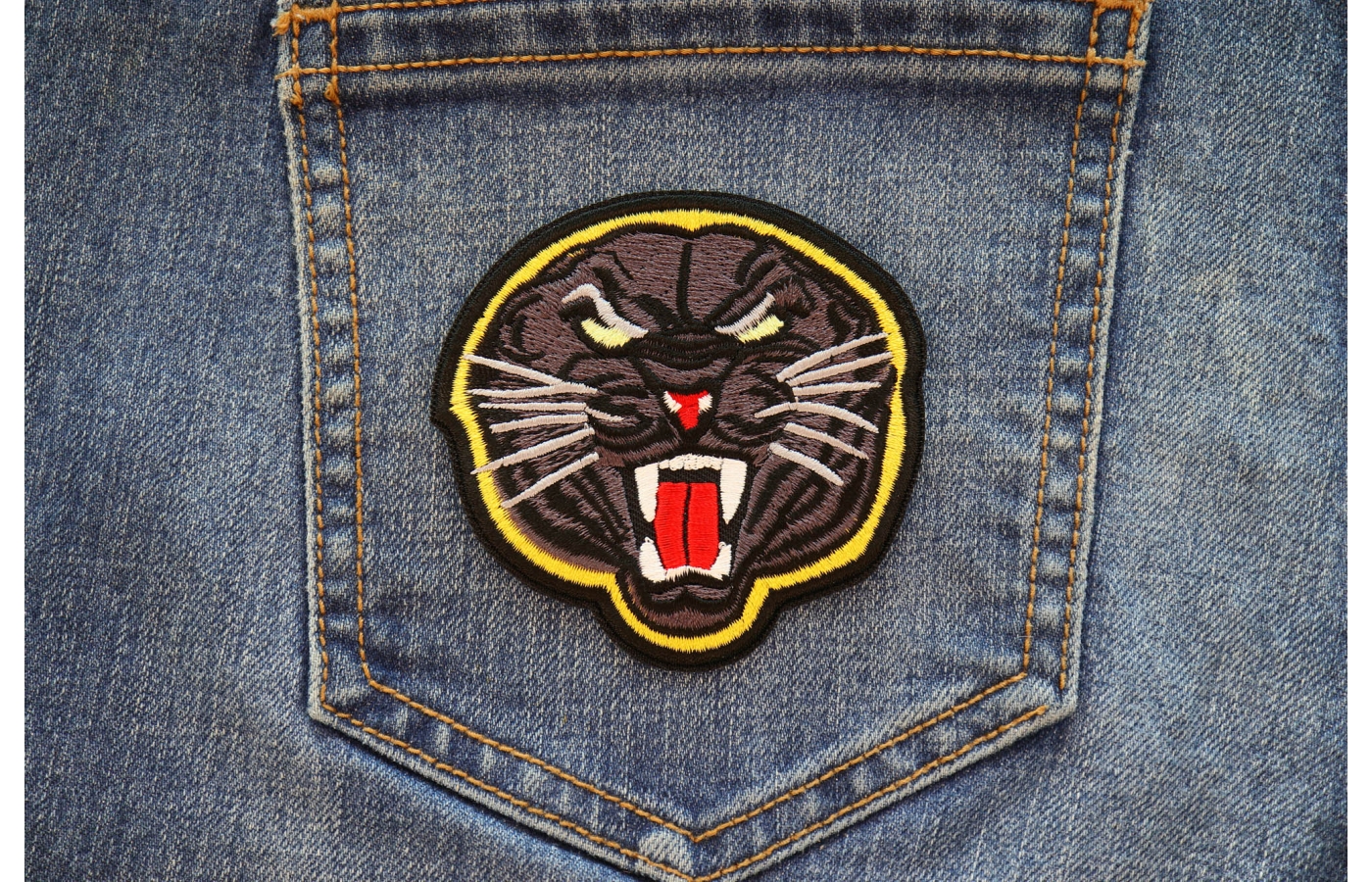 Black Jaguar Iron on Patch by Ivamis Patches