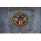 Black Jaguar Iron on Patch shown on jeans