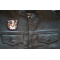 Aussie Shepherd Dog Iron on Patch shown on leather vest